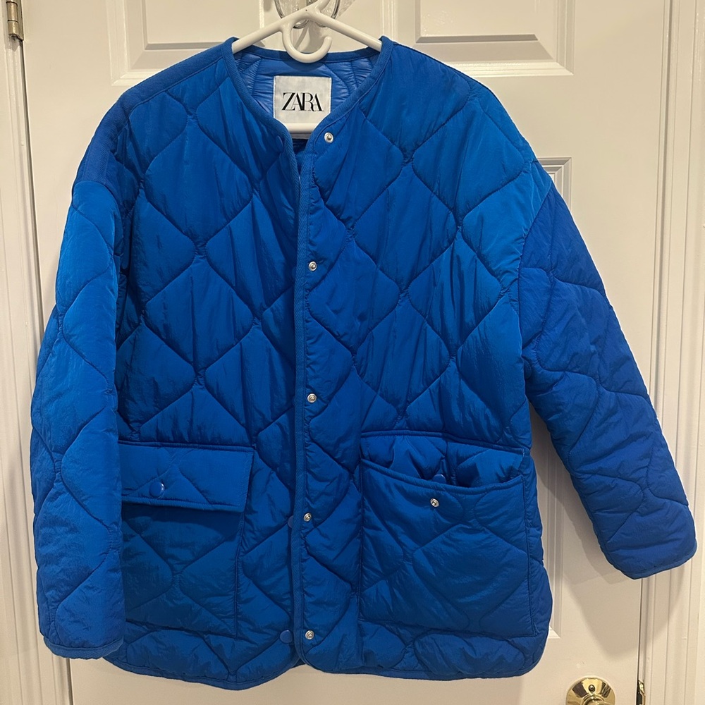 ZARA Vibrant Blue Quilted Jacket